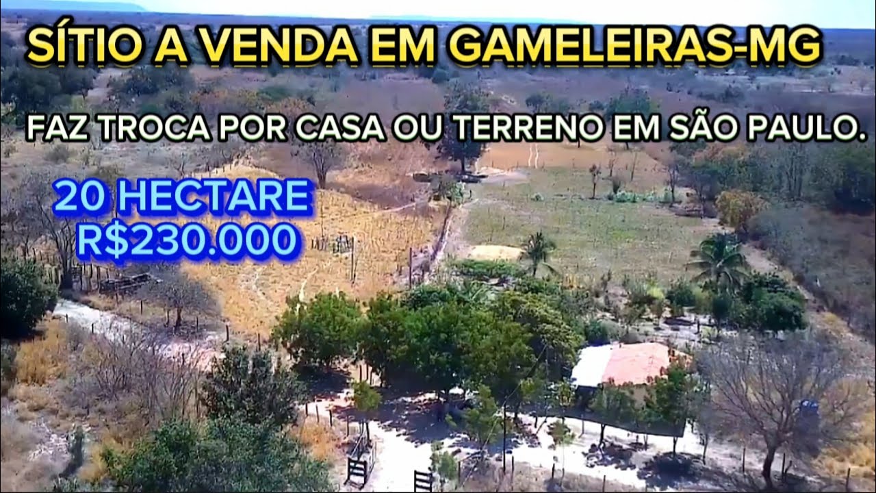 SÍTIO A VENDA . FAZ TROCA POR CASA EM SÃO PAULO. 20 HECTARE.  230.000.  (38-99747-9047)