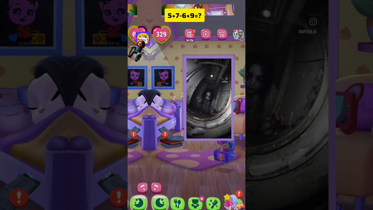 Scary witch is coming in my talking Angela's door #scarynight #mytalkingangela