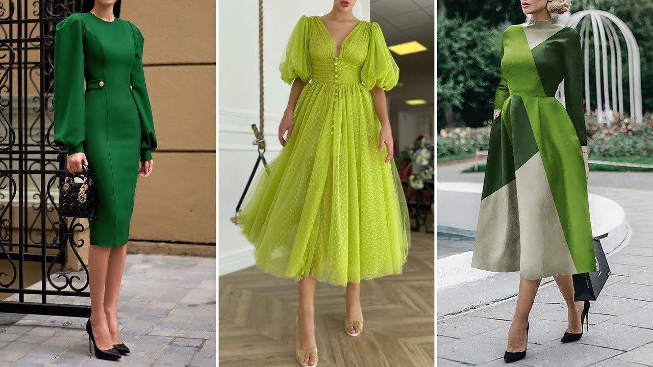 50 Modelos de Lindos Vestidos Longos e Midi  na Cor Verde 2024