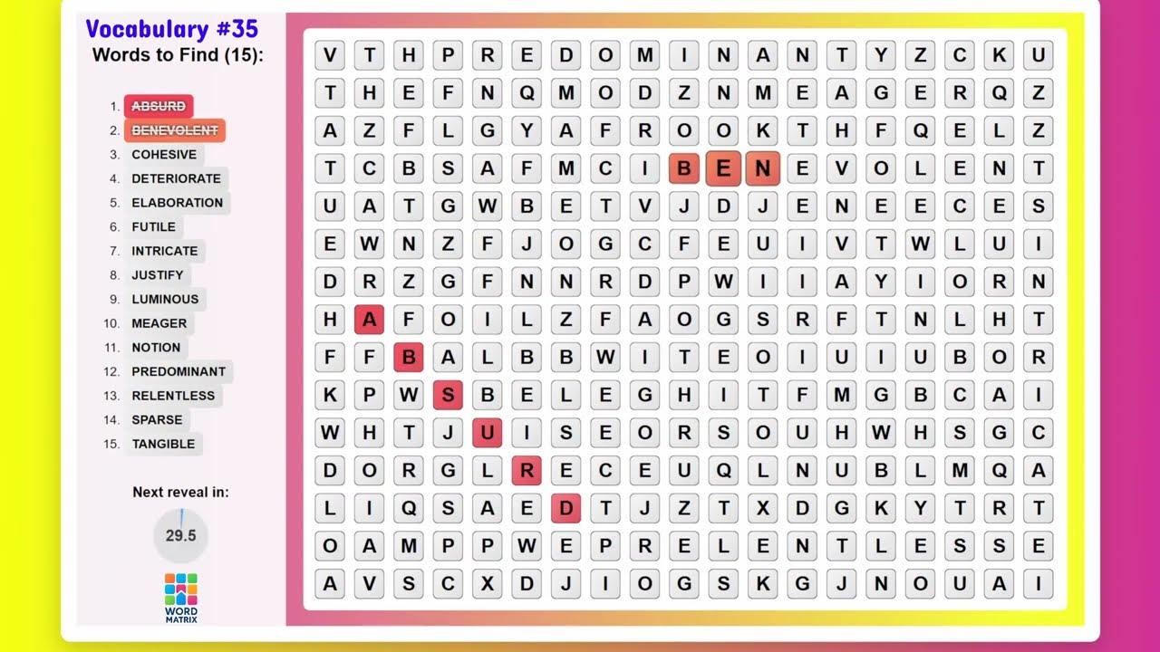 Word Search Challenge 35: Can You Find All 15 Before I Do? - Word Matrix