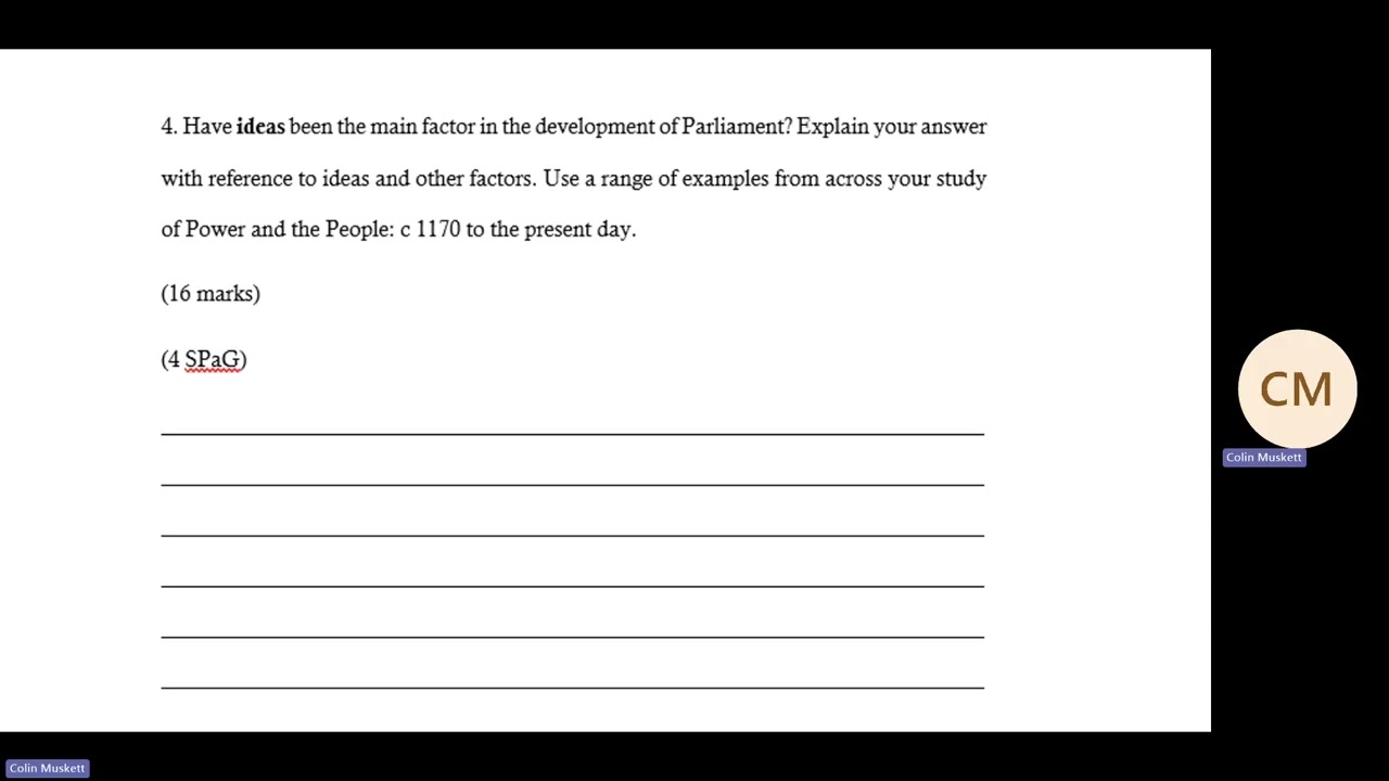 Essay Writing: Paper 2a Power and the People