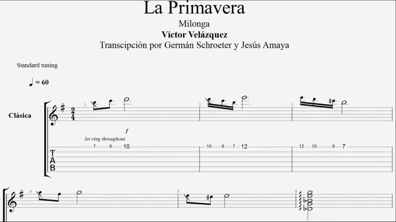 La Primavera - Víctor Velázquez - Tablatura por Jesús Amaya...