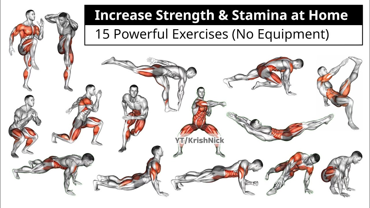 Increase Strength & Stamina at Home | 15 Powerful Exercises (No Equipment)