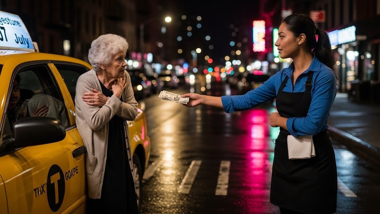 la camarera  pagó el taxi de una anciana… y la llamada de madrugada lo cambió todo