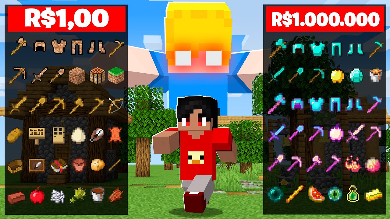 Usei HACKS de R$1,00 e R$1.000.000,00 para TROLLAR meu AMIGO no Minecraft!
