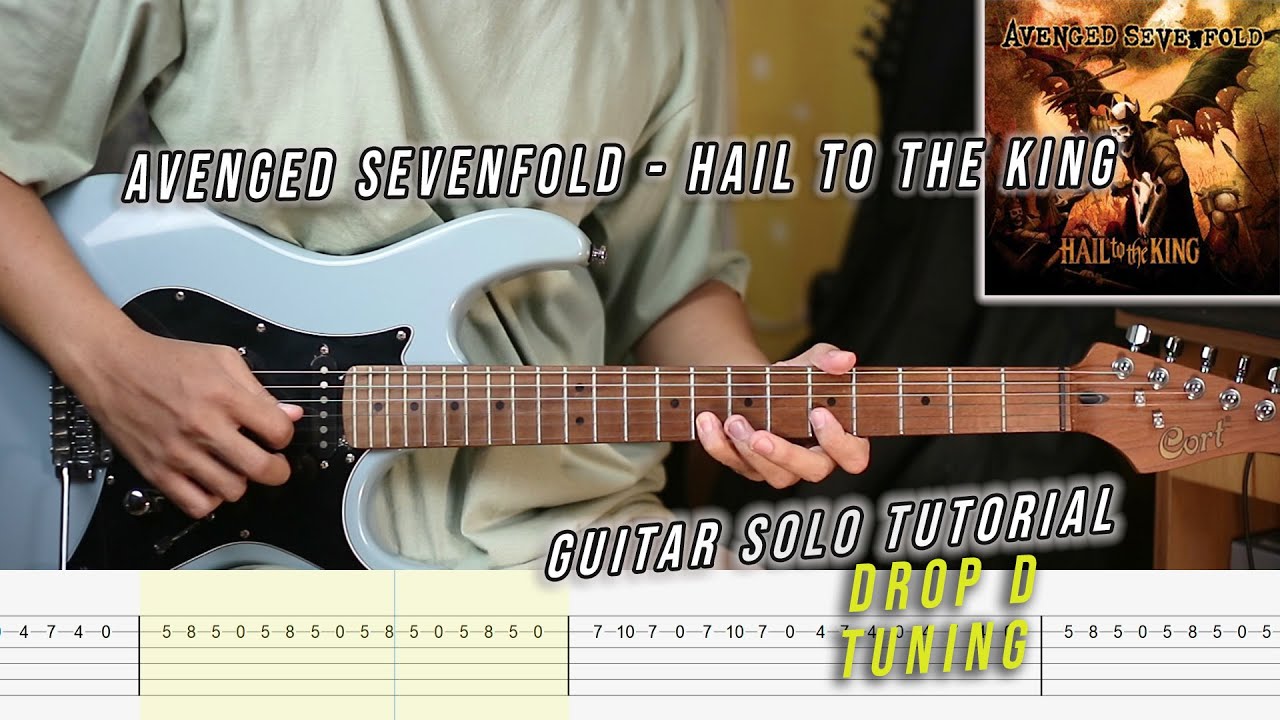 Avenged Sevenfold - Hail To The King Guitar Solo Tutorial (Drop D Tuning)