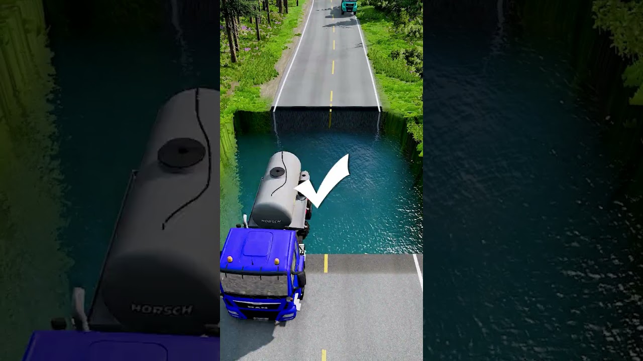 Tanker trucks vs massive water pit #33 #beamngdrive #tankertruck