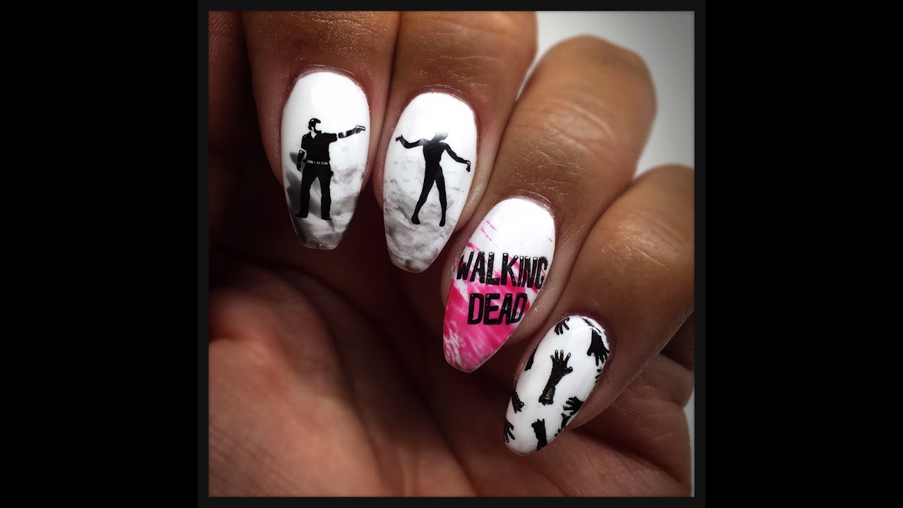 The Walking Dead Nail Stamping Tutorial | Uber Chic Zombie Love| Halloween #1