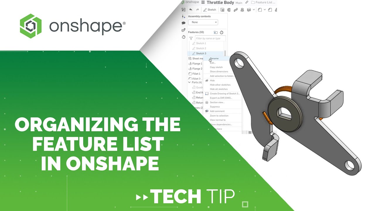 Tech Tip: Organizing the Feature List in Onshape