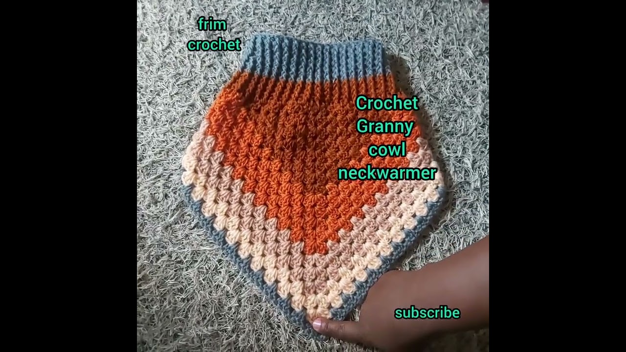 Crochet Granny cowl neckwarmer with turtleneck tutorial @accrochets @shylercrochets1@crochet