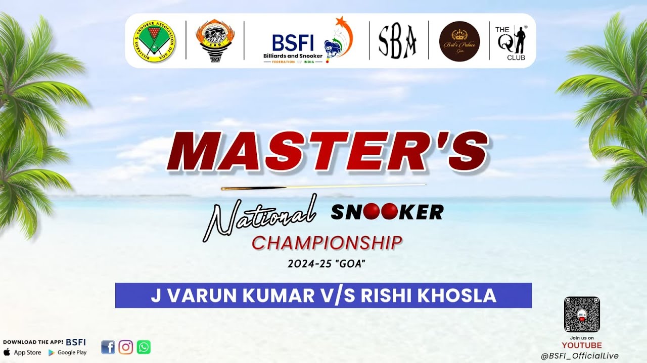 J VARUN KUMAR v/s RISHI KHOSLA MASTER'S NATIONALSNOOKER CHAMPIONSHIP 2025