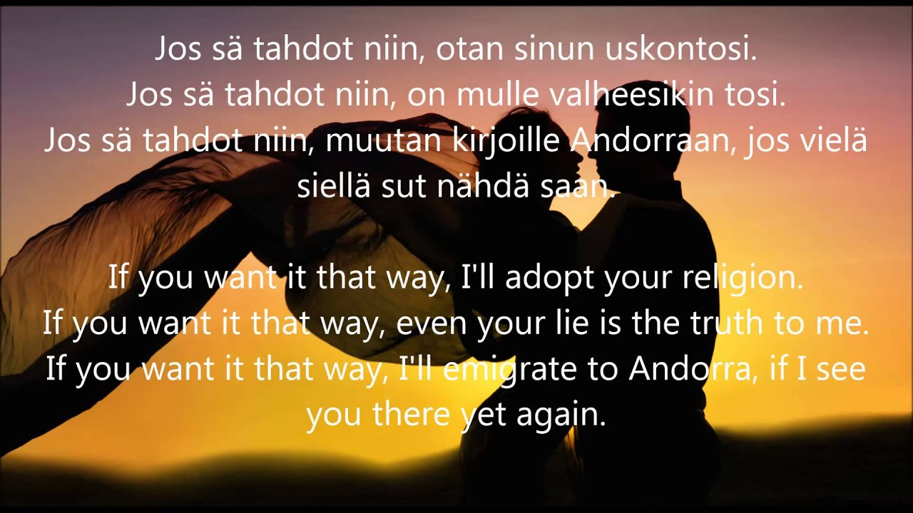 Hector - Jos sä tahdot niin (with English lyrics)