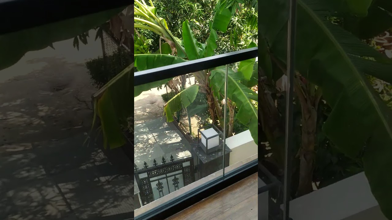 latest glass railing #balcony glass railing #black mat glass railing