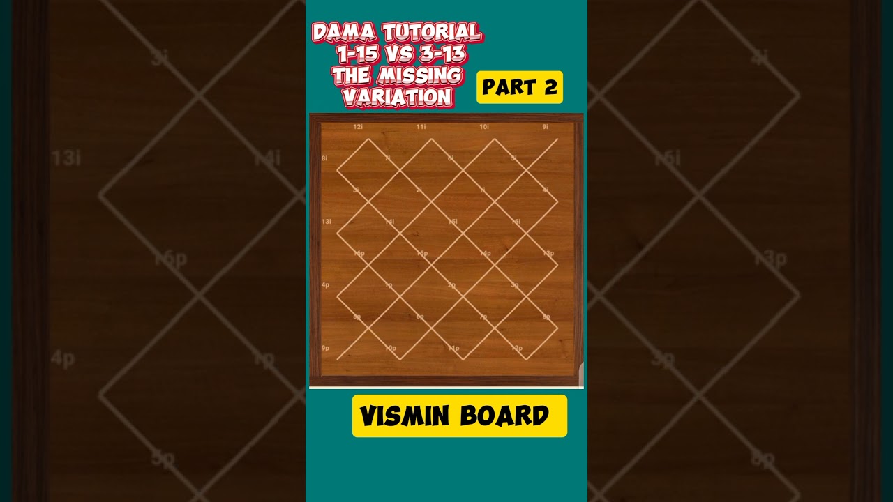 DAMA TUTORIAL 1-15 vs 3-13 the missing variation (PART 2) VISMIN BOARD DEMONSTRATION