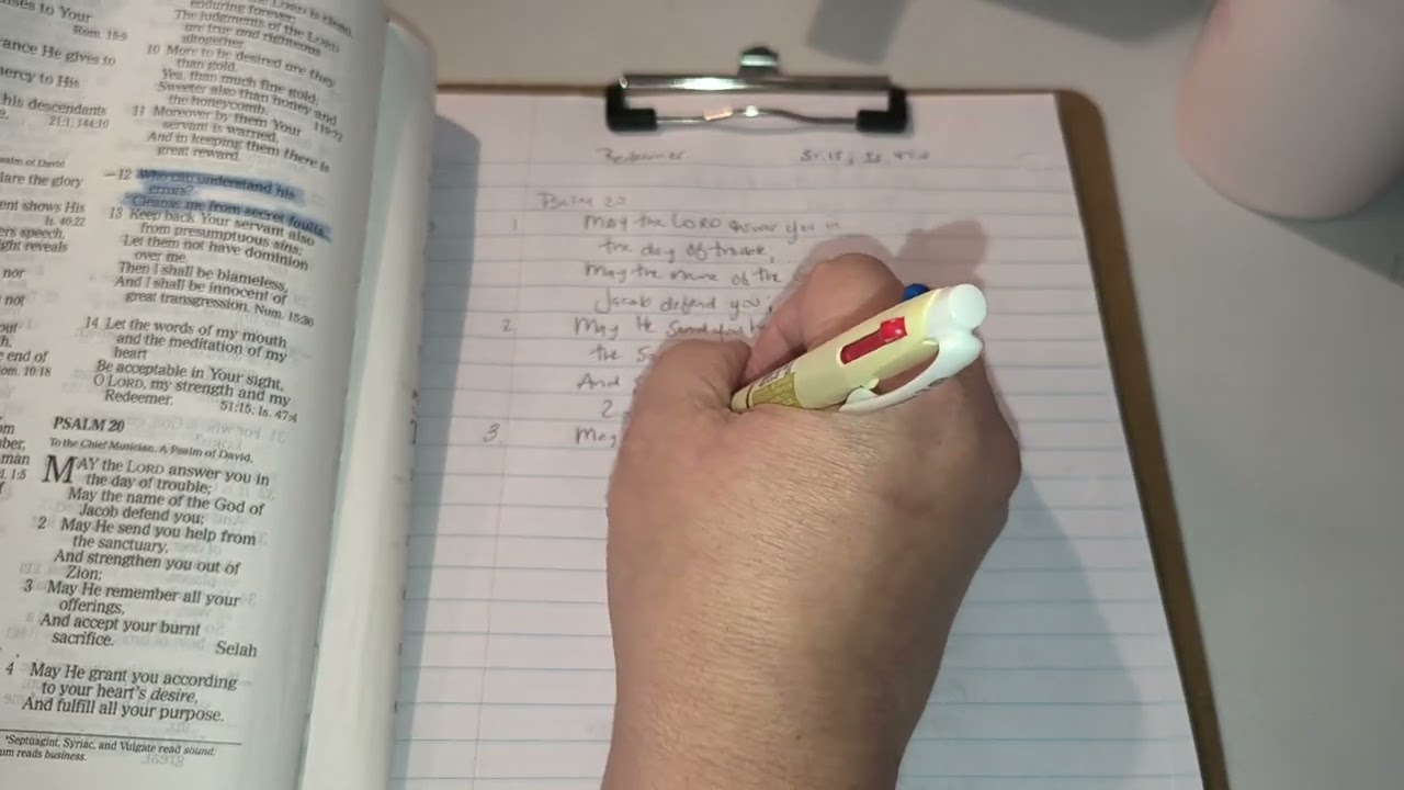 Writing Out The Bible By Hand | Psalm 20:1-9