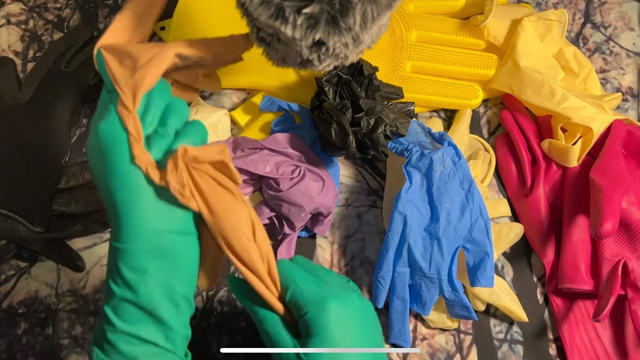 ASMR 10+ PAIRS GLOVES nearly 2 HRS (Latex Nitrile Vinyl Rubber Dishwashing) dry/wet/oil/foam/cream