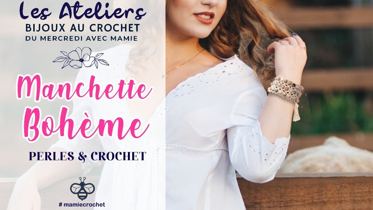 Comment faire un bracelet manchette bohème perles & crochet  DIY  debutante #mamiecrochet