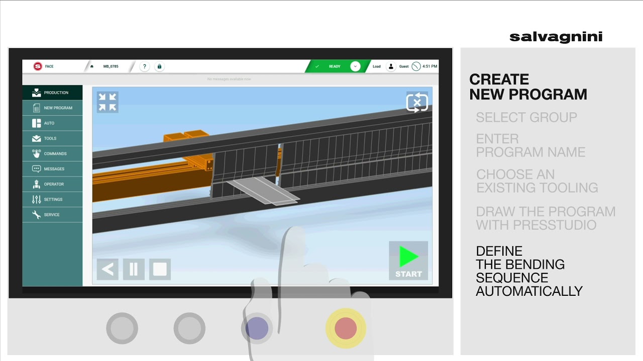 Salvagnini press braking: FACE human-machine interface