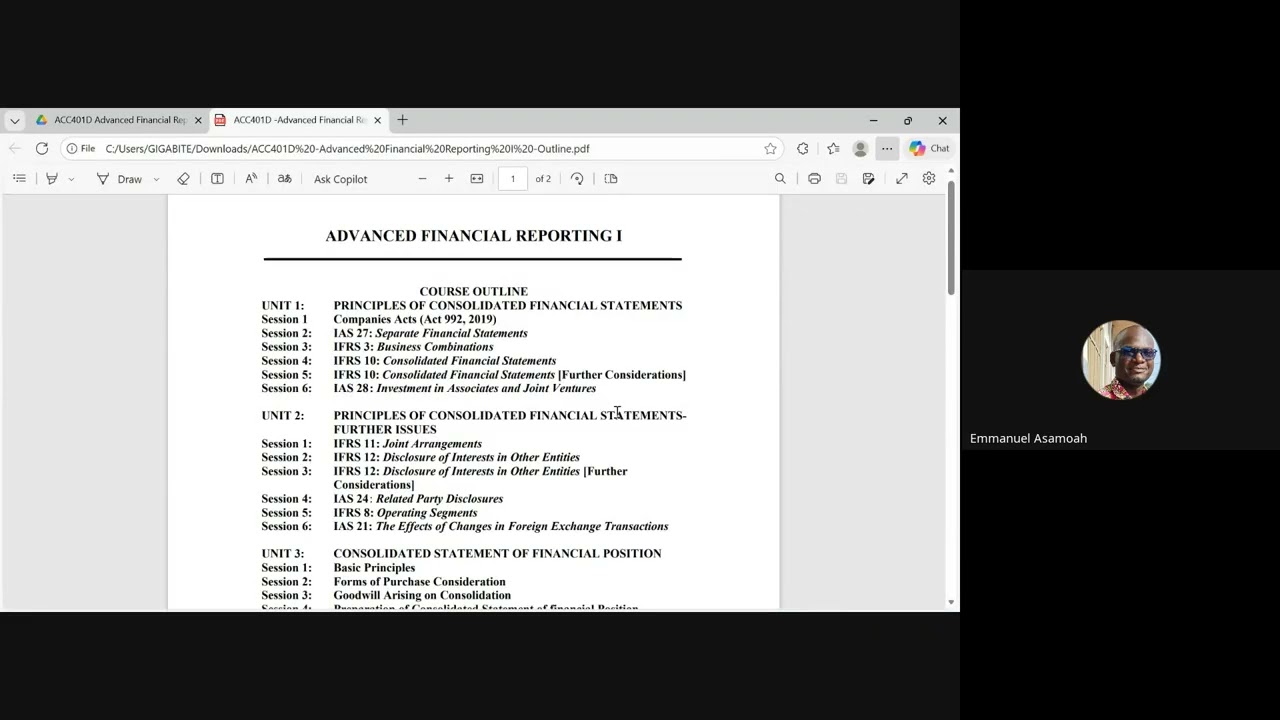 ACC401D ADVANCED FINANCIAL REPORTING