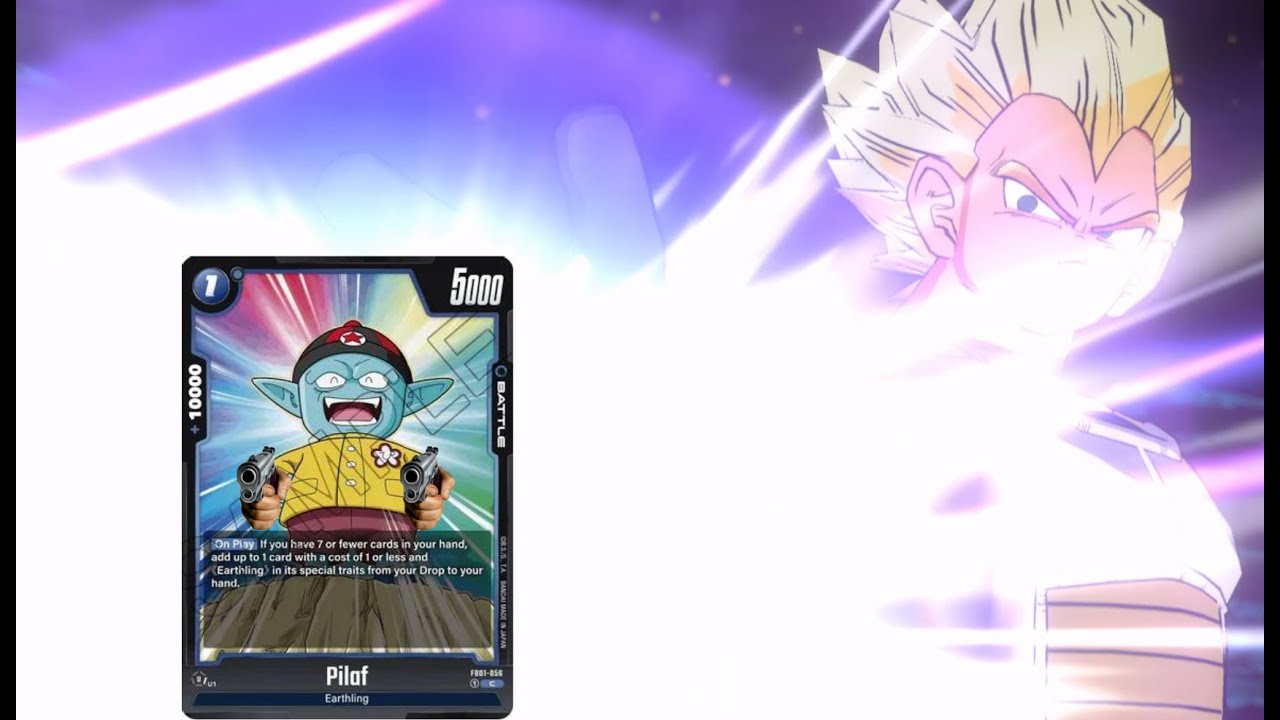 vegeta summons god of destruction pilaf in dbs card game.