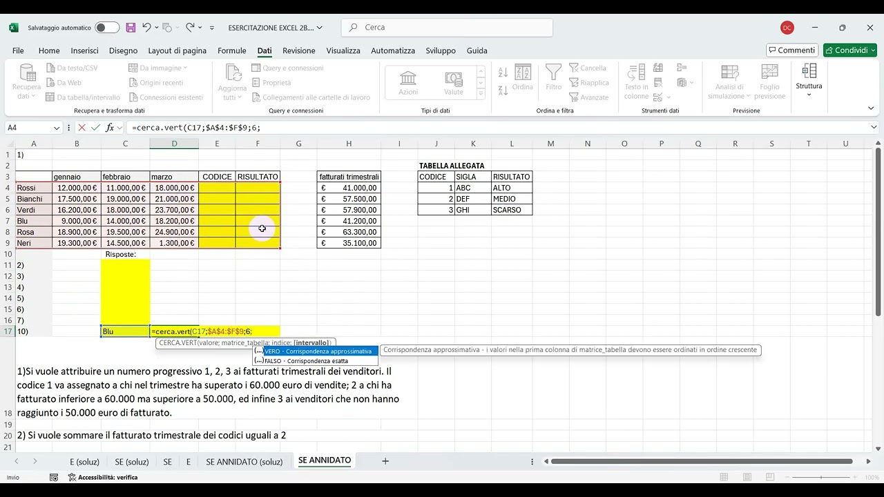 Convalida dati in Excel per creare un menu a tendina