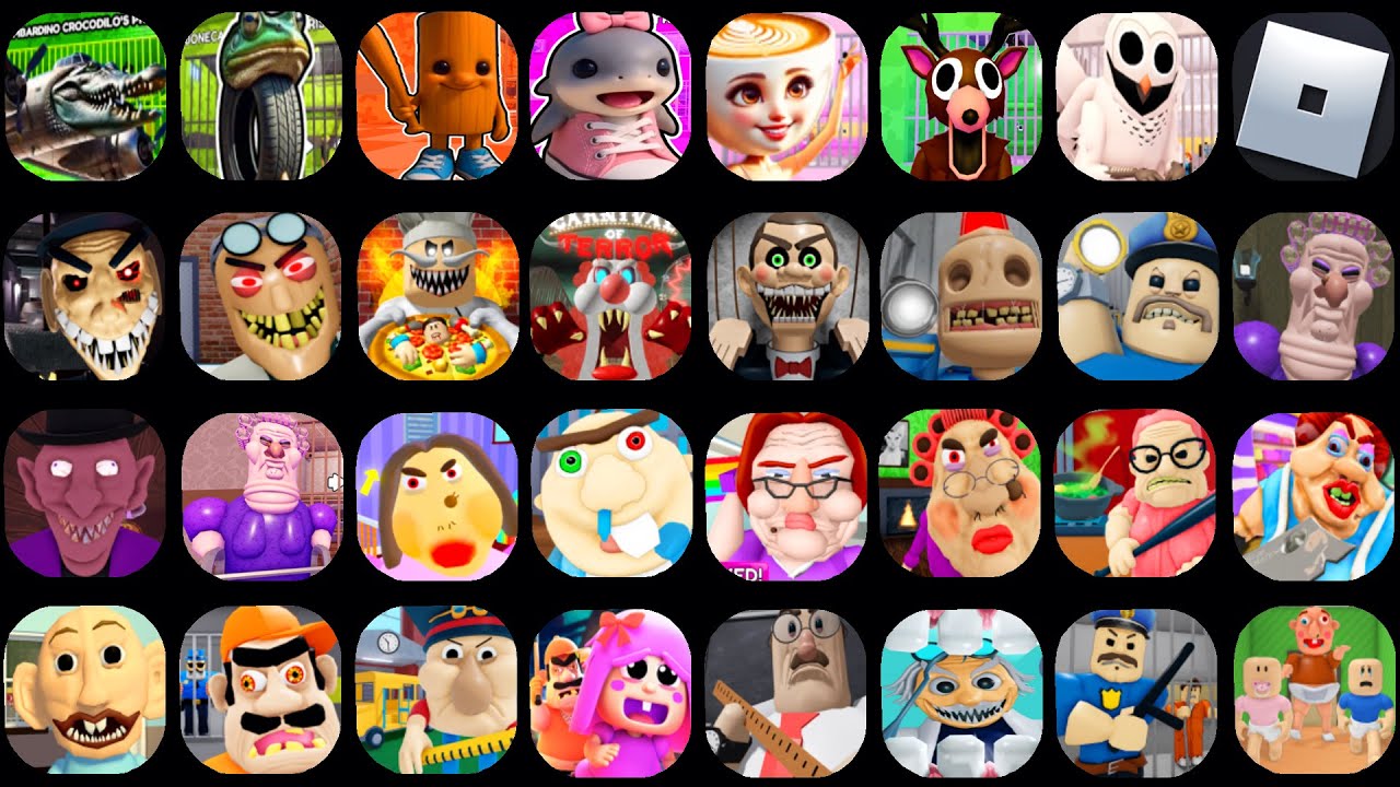 Roblox,ESCAPE THE CARNIVAL OF TERROR OBBY,PAPA PIZZA'S PIZZERIA,BALLERINA CAPPUCCINA PRISON RUN...