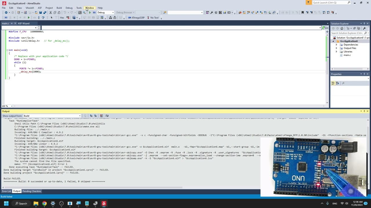 P.1 Load programs to an Arduino UNO from Atmel Studio 7