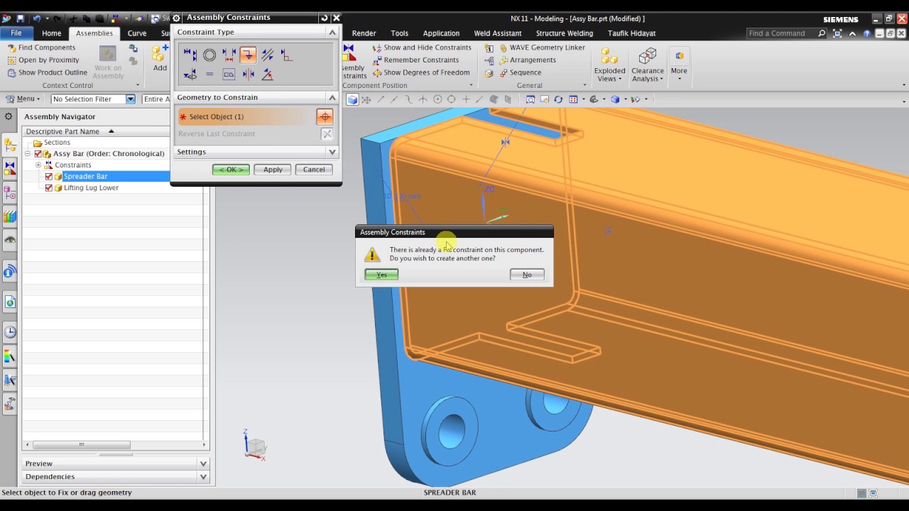 NX CAD Assembly : Basic Assembly & Wave Geometry Linker