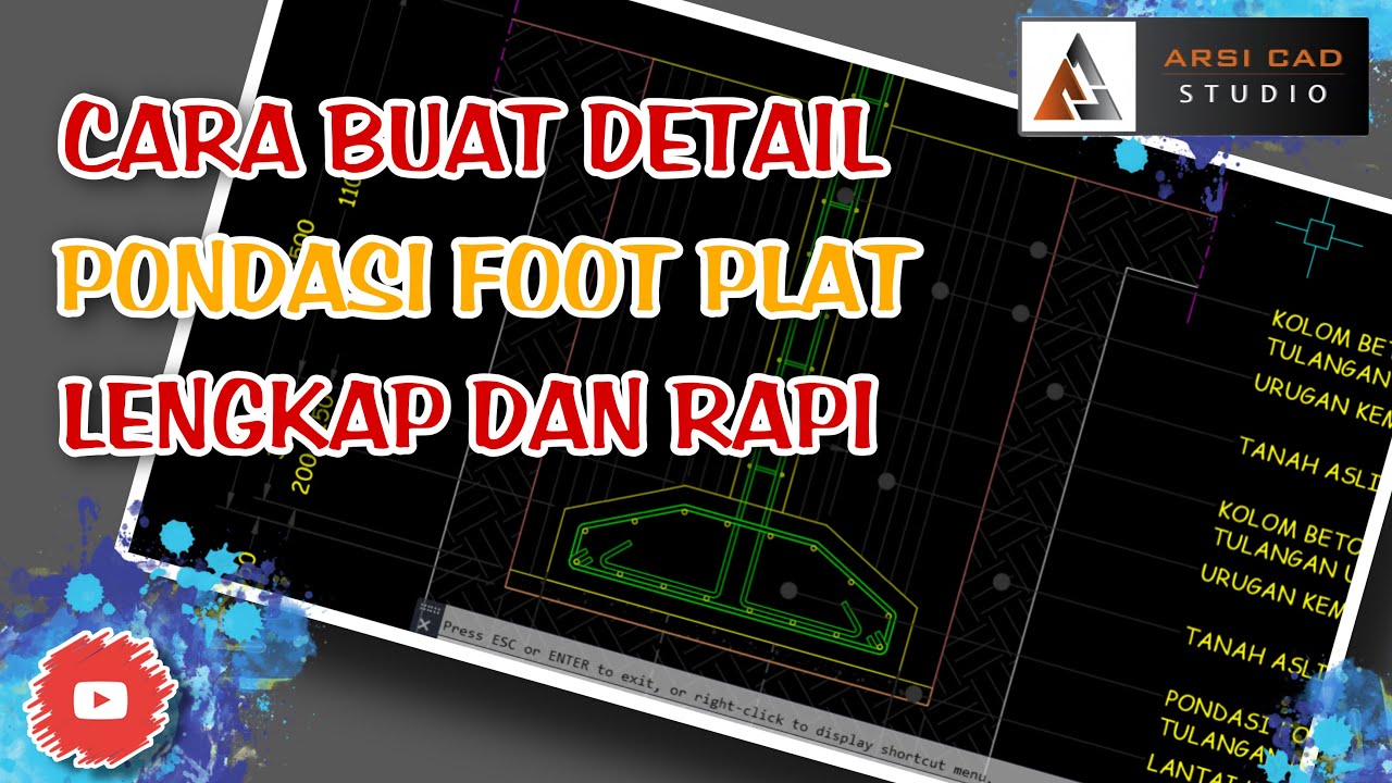 CARA BUAT DETAIL PONDASI FOOT PLAT DI AUTOCAD