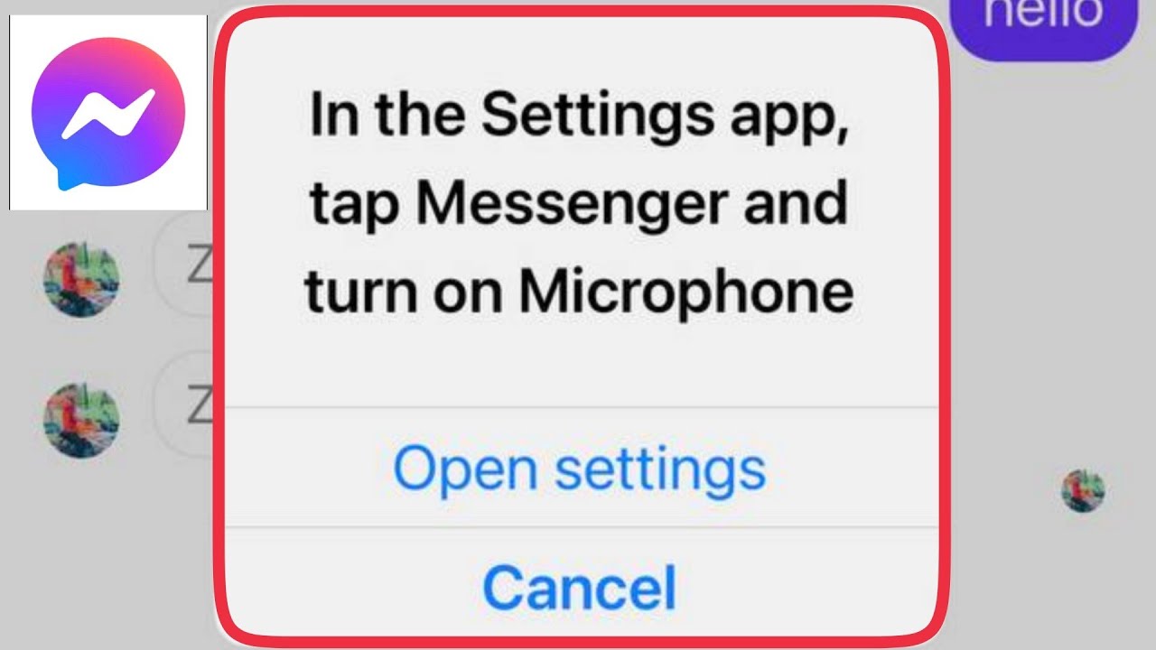 Messenger || In the Settings app tap Messanger and turn on Microphone Problem Solve
