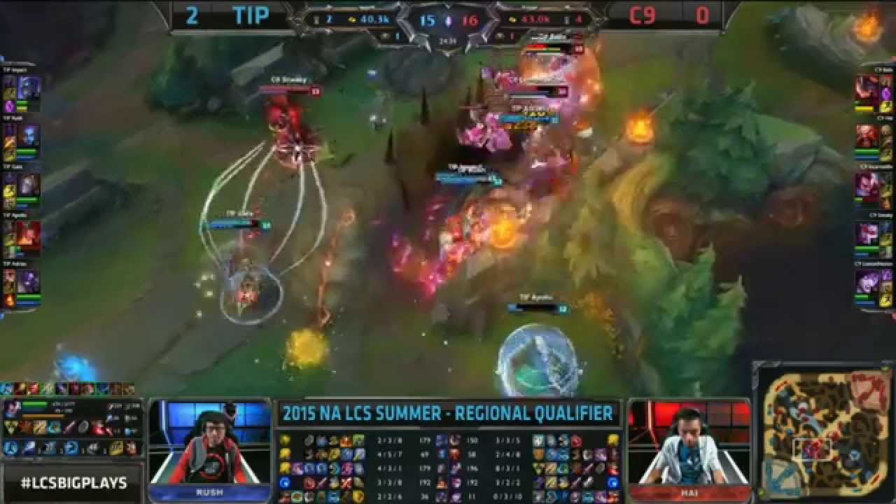 LoL: C9 Sneaky (Vayne) Quadrakill vs. TIP