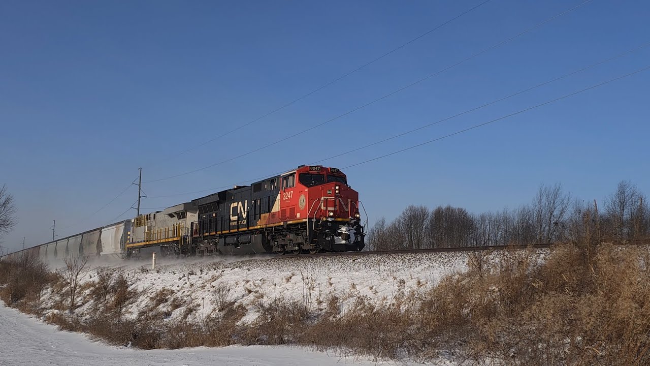 Canadian National  -  Eastbound Unit Potash Train  with Mid and Rear DPU    20 Jan 26