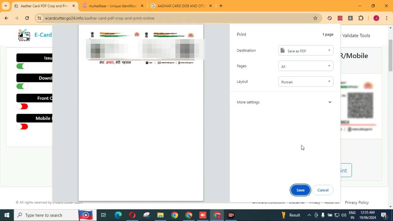 Automatic Crop Aadhar Card PDF Software 2024 || Aadhar Card PDF Print Perfect Size Without Photoshop