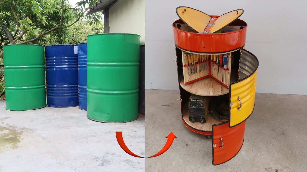 How To Make Tool Storage From Old Oil Drum | Homemade Tool Storage