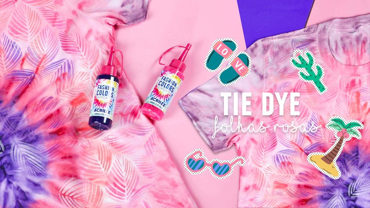 Técnicas de Tie Dye - Folhas Rosas