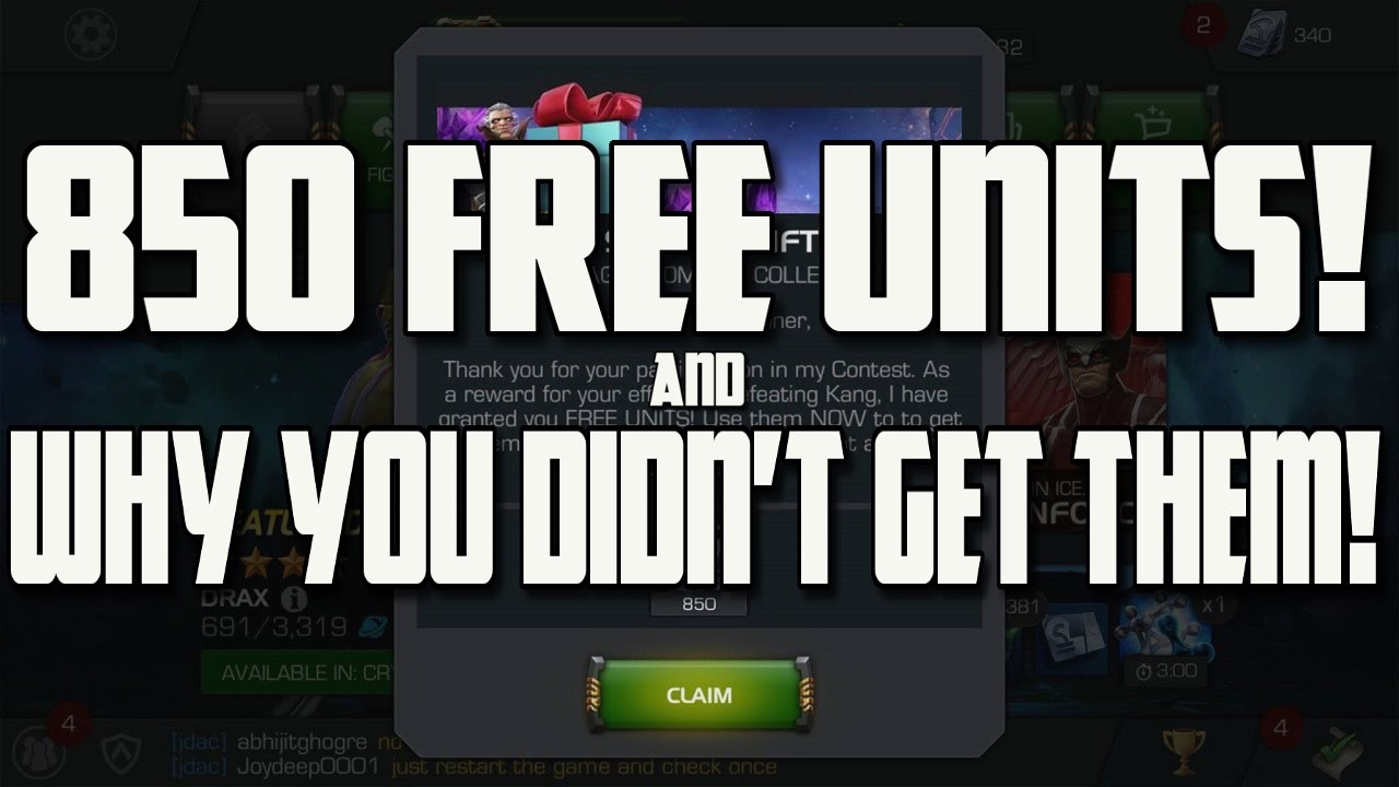 Free Units? & Why you didn't get them [Marvel Contest of Champions]