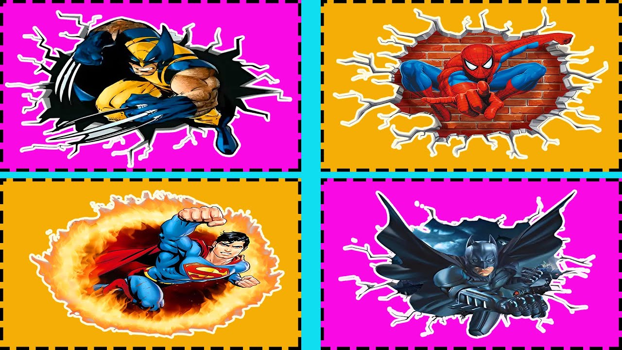 Superhero Wall Smash! 💥 Spider-Man, Batman, Superman and Wolverine Power Test! | Funny Hero Game