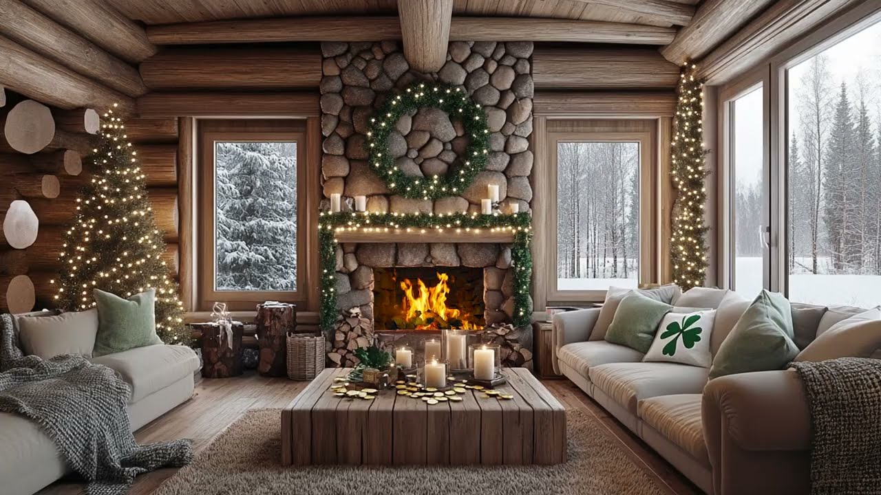 Gentle Winter Snowfall And Fireplace Sounds Build A Warm Space For Deep Rest