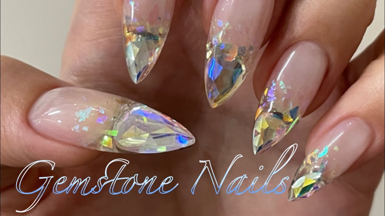 sub)보석은 손톱에 박아야 제맛! 셀프네일아트 | Nails Tutorial, Jewelry Nails, Gemstone Nails