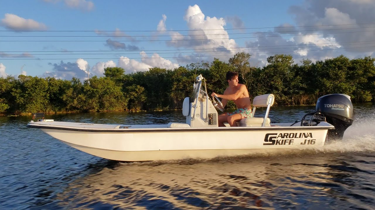 Carolina Skiff J16 Flats Boat Goes 50 MPH with a Tohatsu 40 HP Outboard