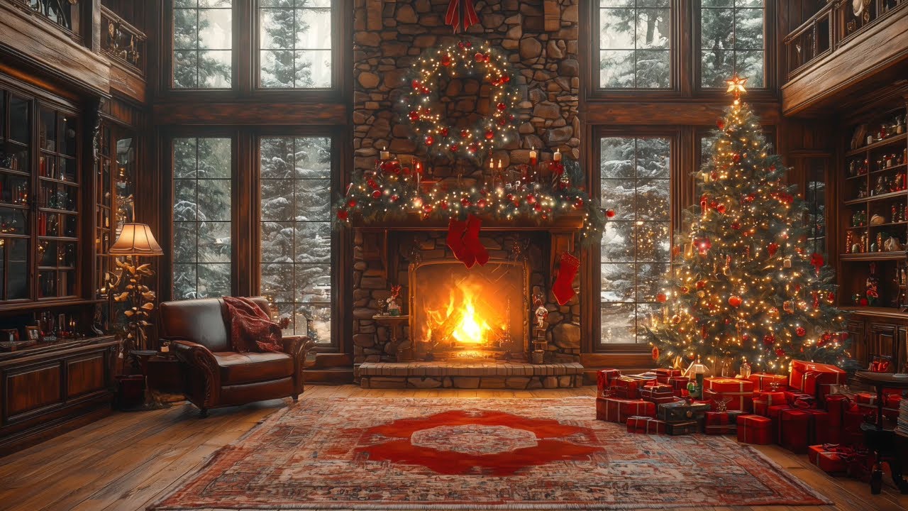 Christmas Fireplace Ambience 🎄🔥 | Warm Crackling Fire Sounds for Cozy Nights