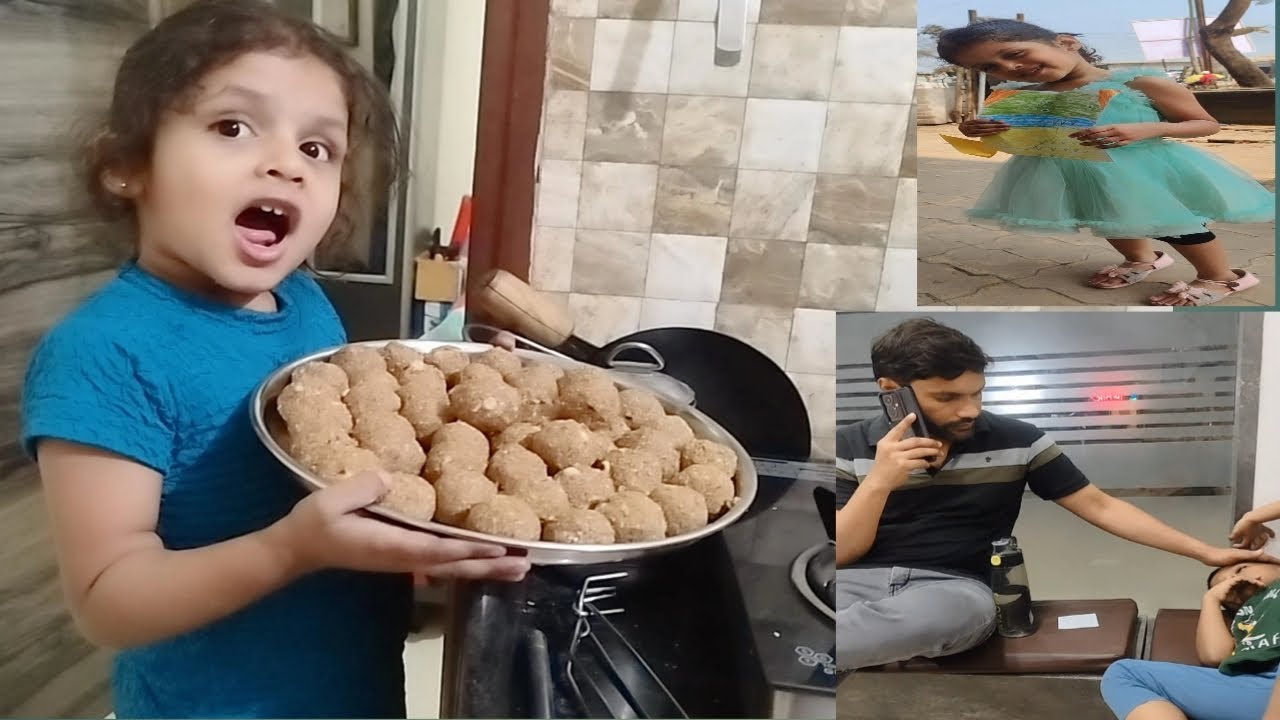Til k ladoo bnaye sharvi ne phli bar😋school me patang bna liya😍riu ki hui tbiyt khrab😥