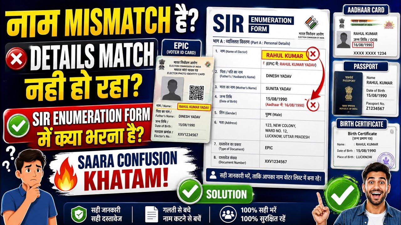 Name Mismatch in SIR Enumeration Form? Details Not Matching? What Should You Fill In |