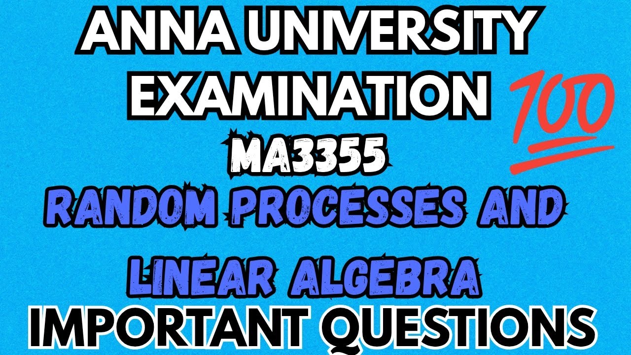 MA3355|Случайные процессы и линейная алгебра|Важные вопросы 💯💯💯|@Toppersacademytamil