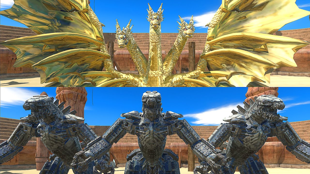 GHIDORAH vs MechaGodzilla 2021 At The Arena - Animal Revolt Battle Simulator