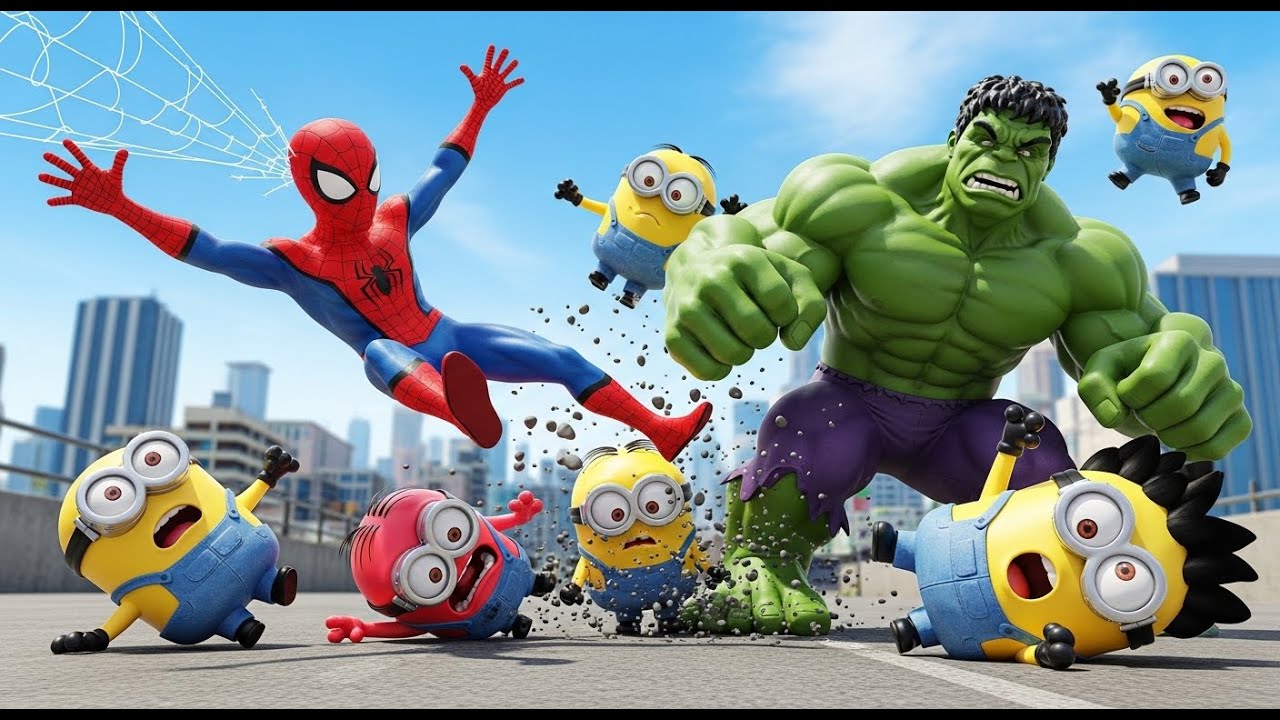 GTA 5 Rainbow Minions vs Spider-Man 💥 Jump, Fall & Pool Chaos! 