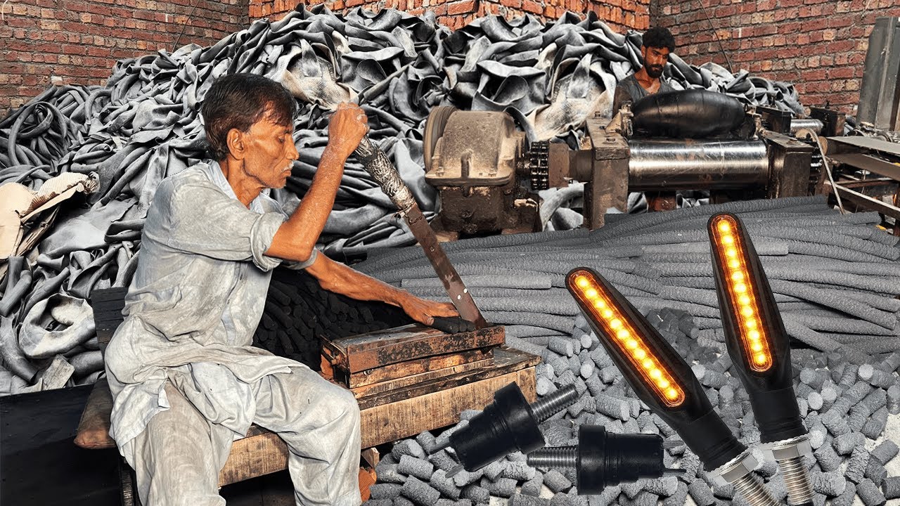 Amazing Process Of LED Turn Indicators Made From Recycling TIRE TUBES