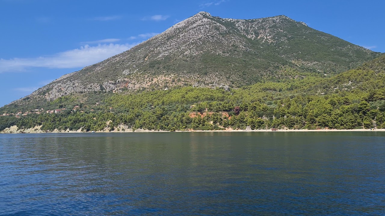 Arriving at Kalamos after we took the boat from Mitikas