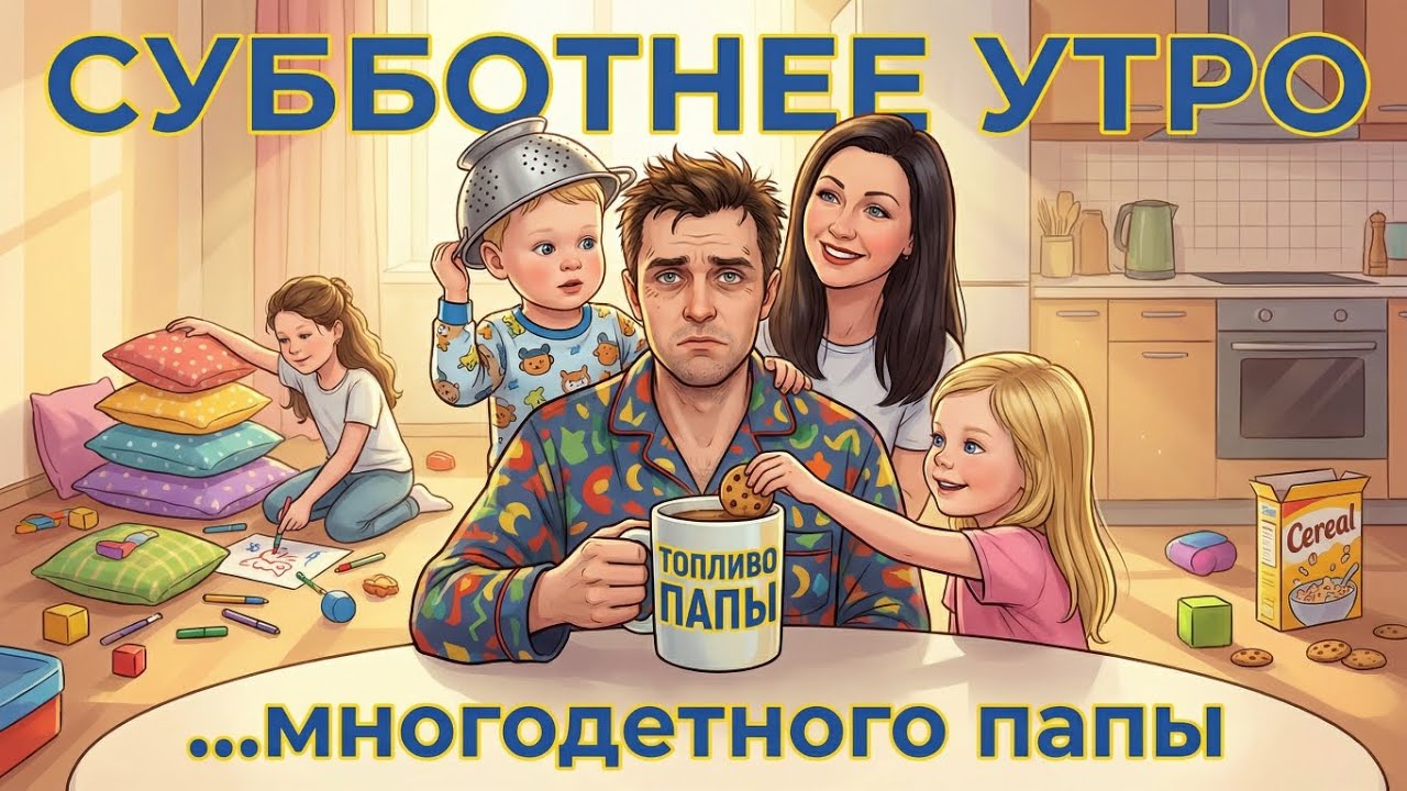 Субботнее утро многодетного папы | Готовлю завтрак и собираю детей | Семейный влог #семейныйканал