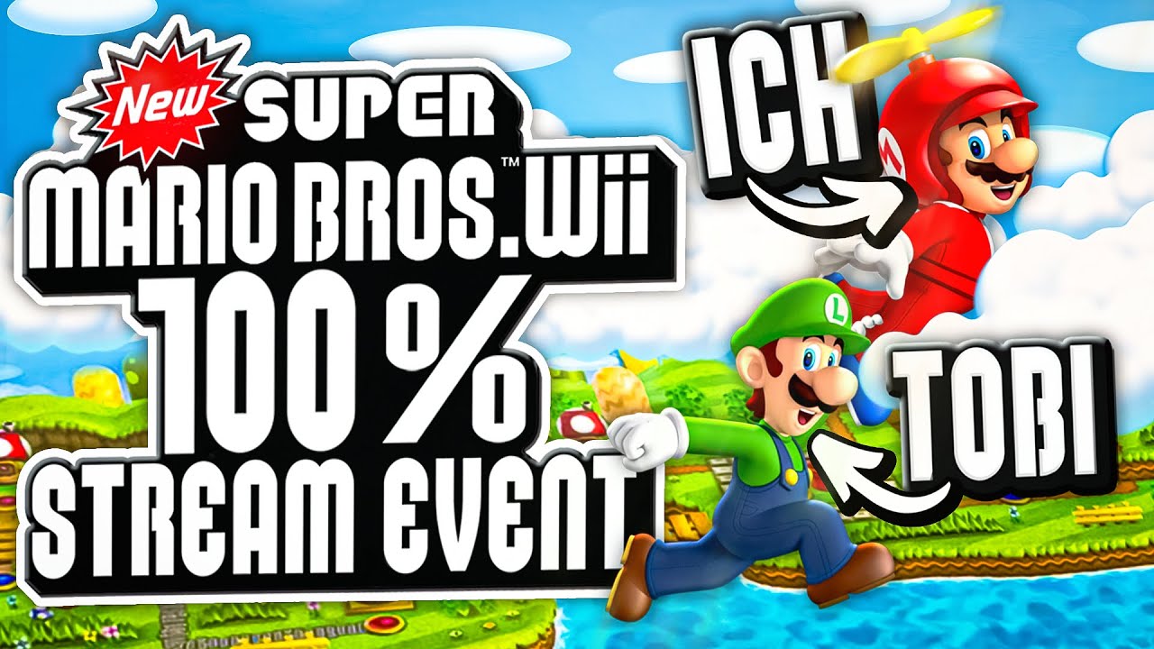 🔴 New Super Mario Bros. Wii zu 100% in EINEM STREAM! (mit Tgamer)